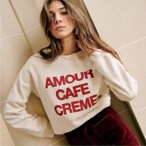 Sezane Cream and Red Sweatshirt
